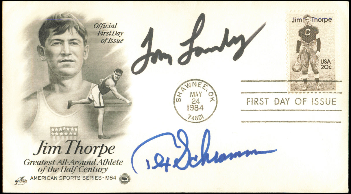 Tom Landry & Tex Schramm Autographed 1984 First Day Cover Dallas Cowboys JSA #CH82037