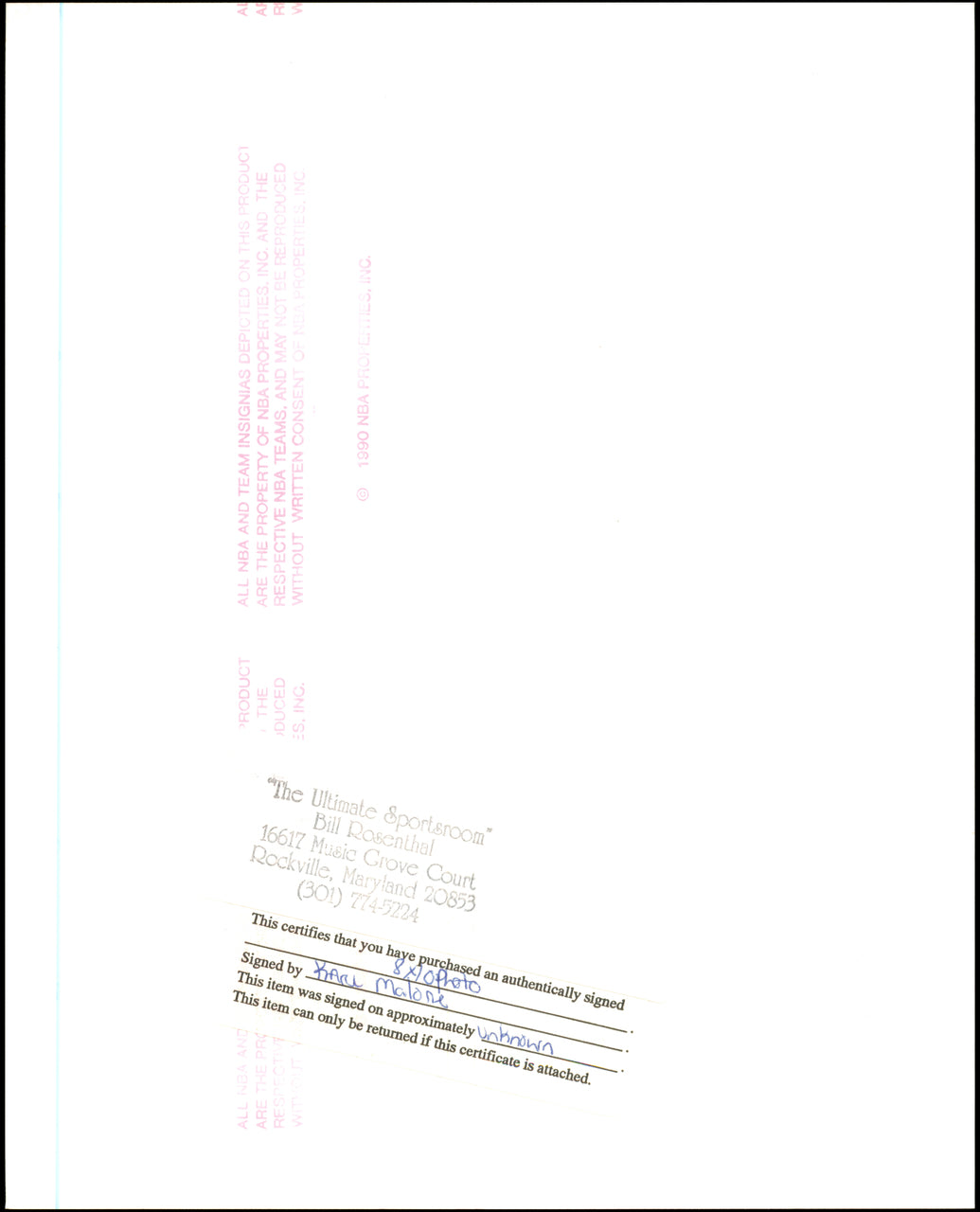 Karl Malone Autographed 8x10 Photo Utah Jazz Beckett BAS QR #BT66606