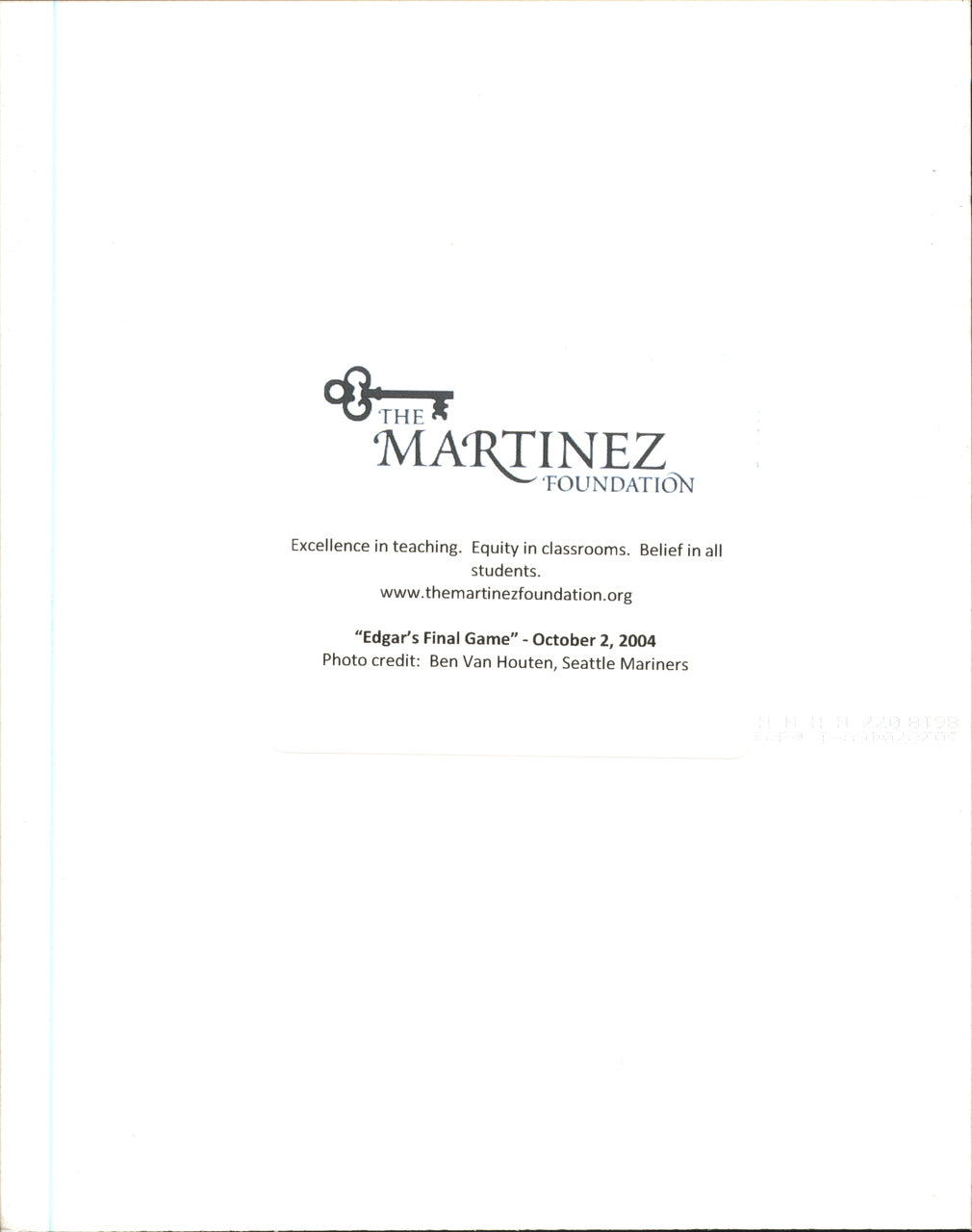 Edgar Martinez Autographed 8x10 Photo Seattle Mariners "Thanks for your support!" EM Foundation SKU #254515