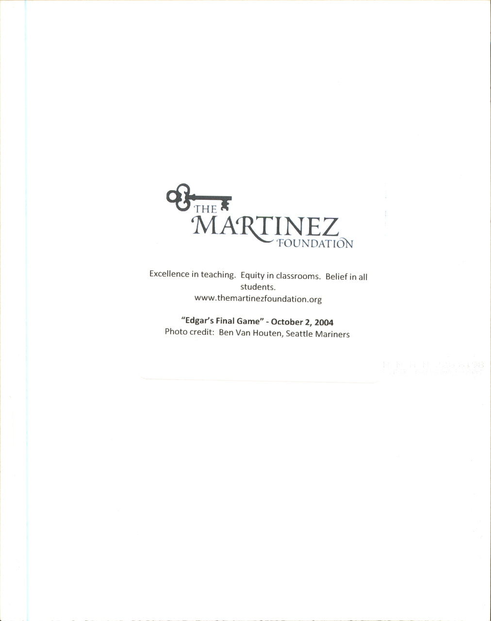 Edgar Martinez Autographed 8x10 Photo Seattle Mariners "Thanks for your support!" EM Foundation SKU #254516