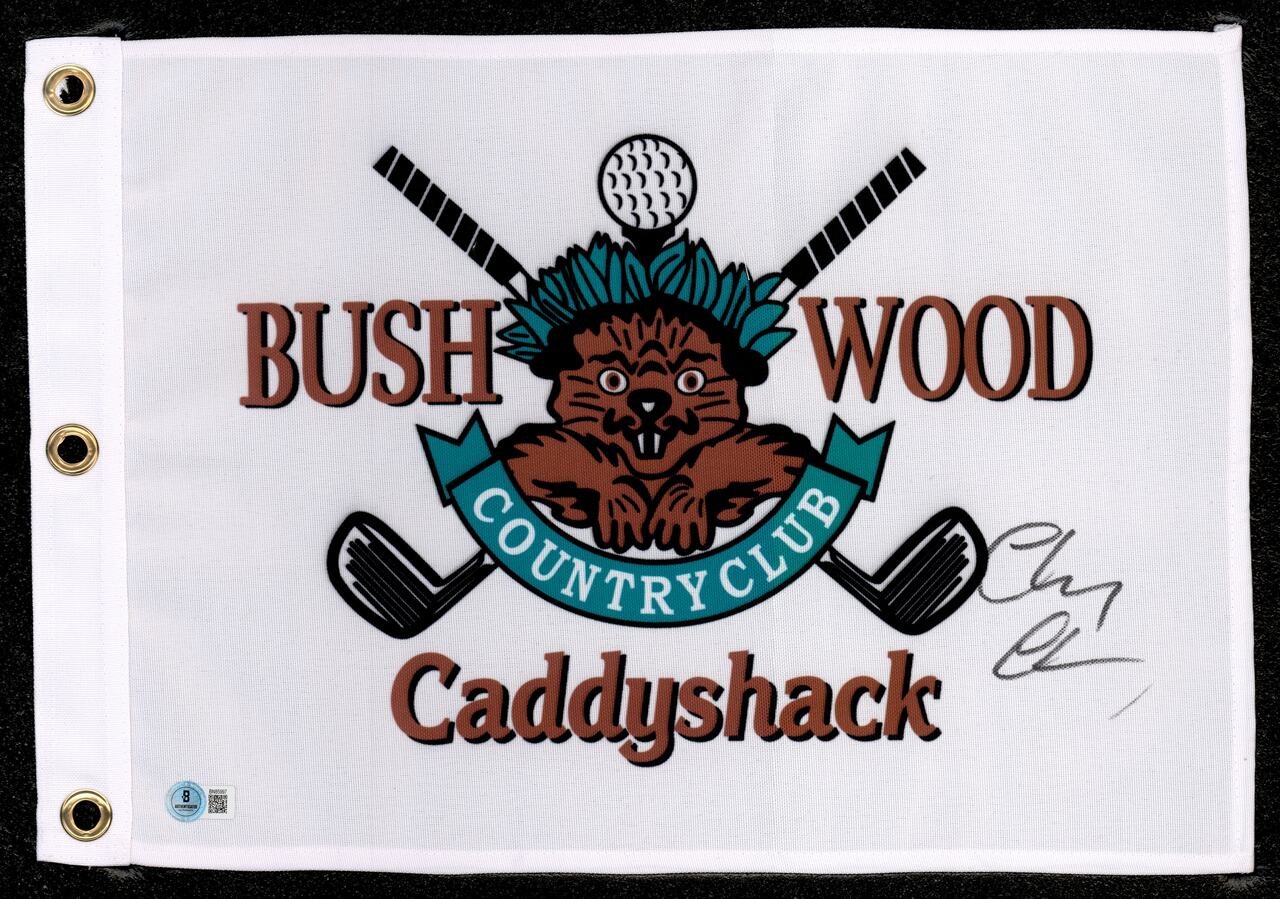 Chevy Chase Autographed Caddyshack Golf Pin Flag Beckett BAS QR #BN85997