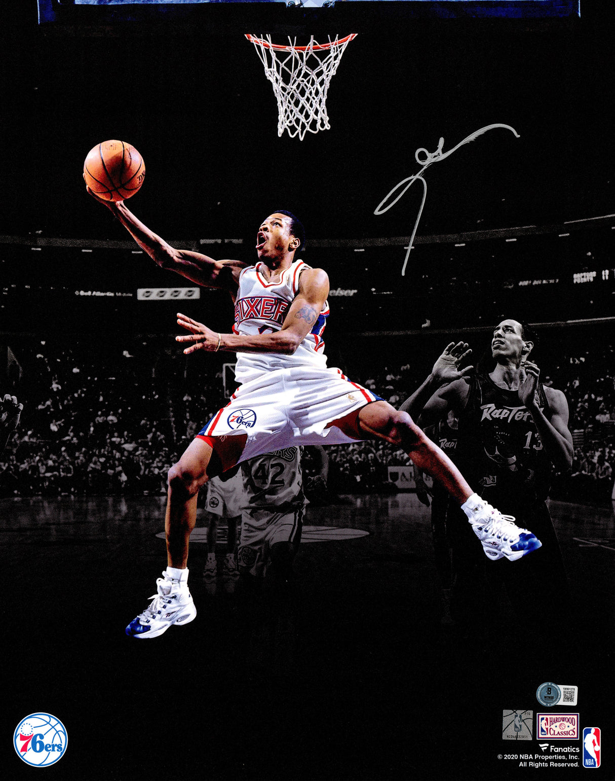 Allen Iverson Autographed 16x20 Photo Philadelphia 76ers Beckett BAS Witness #1W901278