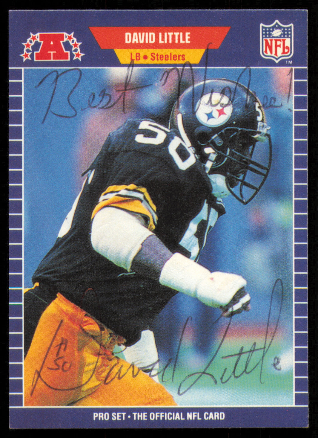 David Little Autographed 1989 Pro Set Card #352 Pittsburgh Steelers SKU #254891