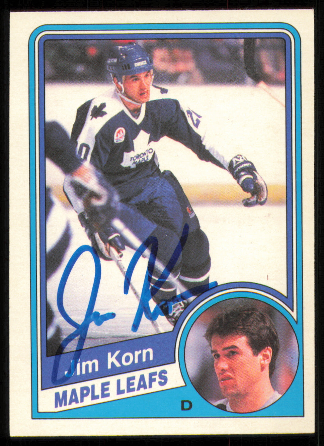 Jim Korn Autographed 1984-85 O-Pee-Chee Card #304 Toronto Maple Leafs SKU #255057