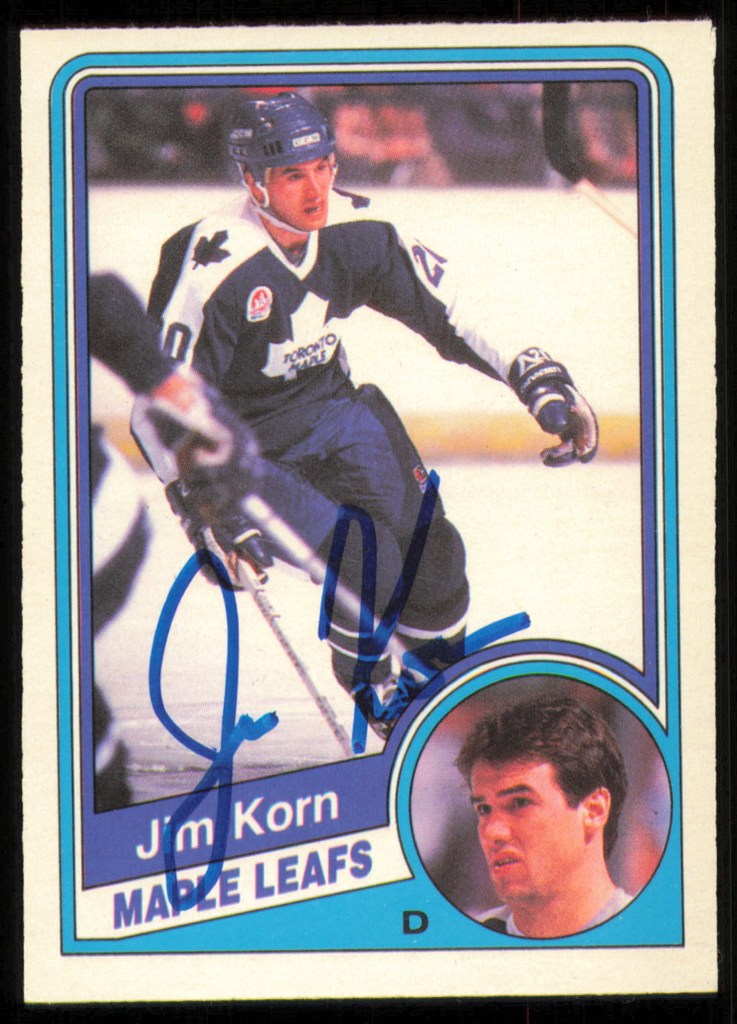 Jim Korn Autographed 1984-85 O-Pee-Chee Card #304 Toronto Maple Leafs SKU #255058