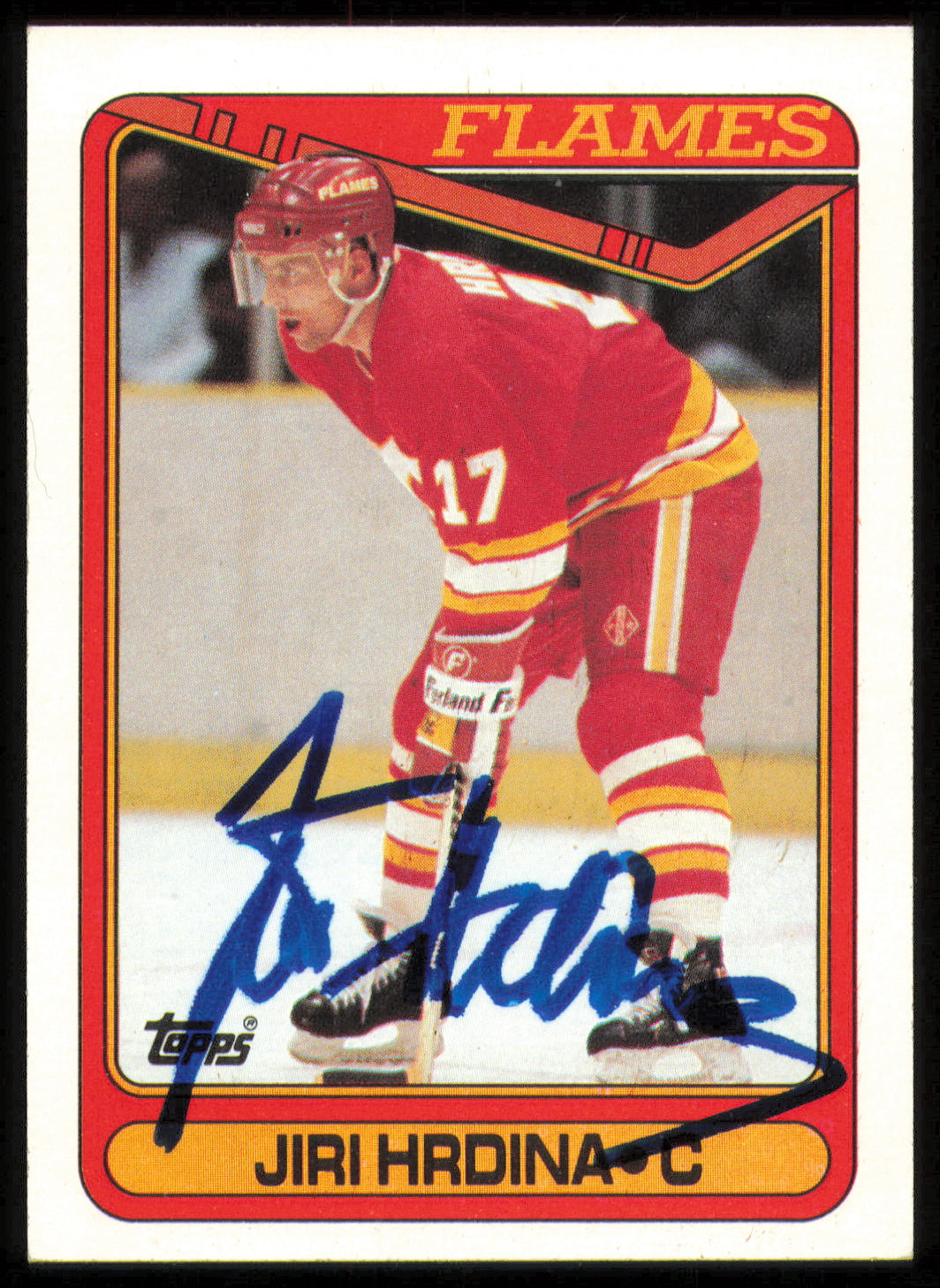 Jiri Hrdina Autographed 1990-91 Topps Card #234 Calgary Flames SKU #255124