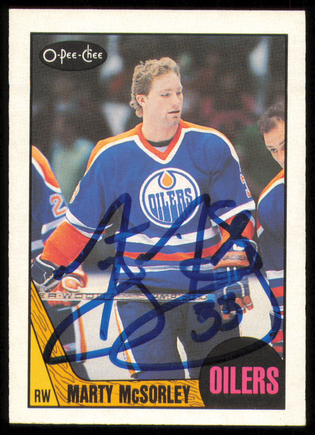 Marty McSorley Autographed 1987-88 O-Pee-Chee Rookie Card #205 Edmonton Oilers SKU #255235