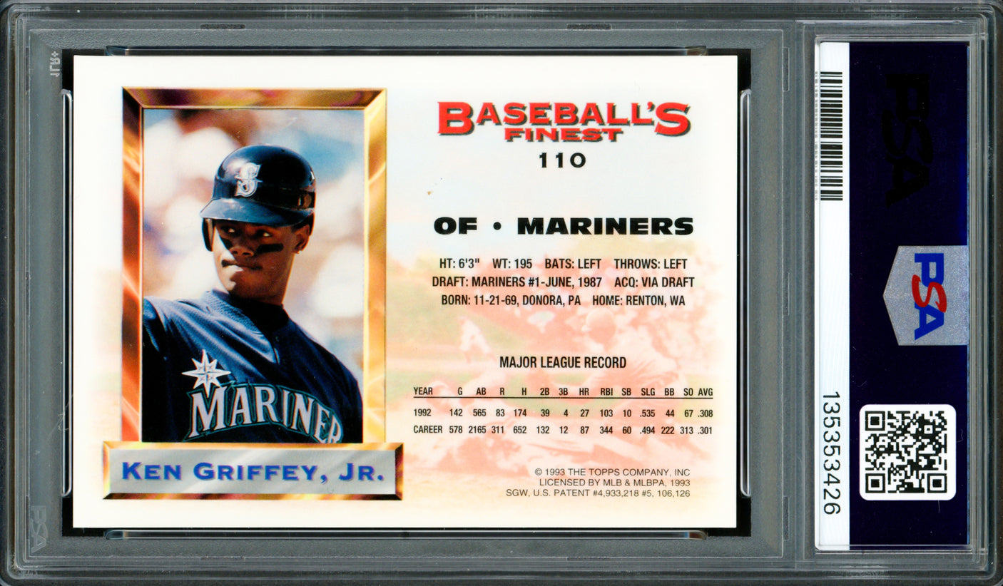Ken Griffey Jr. Autographed 1993 Topps Finest Refractor Rookie Card #110 Seattle Mariners PSA 7 Auto Grade Gem Mint 10 PSA/DNA #135353426
