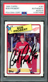 Bob Probert Autographed 1988-89 Topps Rookie Card #181 Detroit Red Wings Auto Grade Near Mint/Mint 8 PSA/DNA #117817590