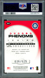 Ichiro Suzuki Autographed 2001 Donruss Class 01 Rookie Card #251 Seattle Mariners PSA 7 Auto Grade Gem Mint 10 #36/625 PSA/DNA #120105741