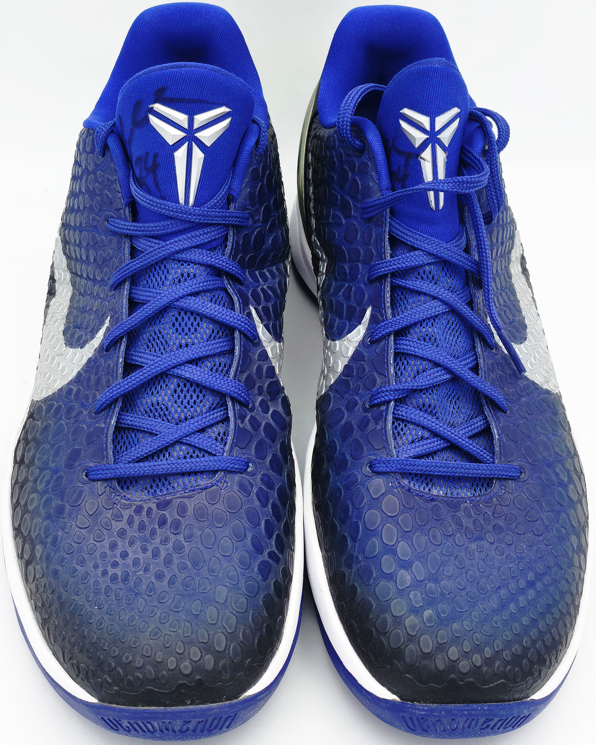 Kobe Bryant Autographed Black/Blue 2011-12 Nike Team Issued Kobe VI Shoes Los Angeles Lakers (Dual Signed) Size 14 PSA/DNA #AO05385 & AO05386