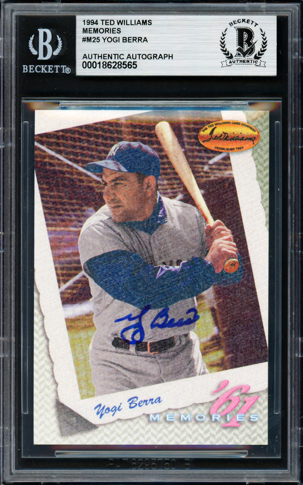 Yogi Berra Autographed 1994 Ted Williams Card #M25 New York Yankees Beckett BAS #18628565
