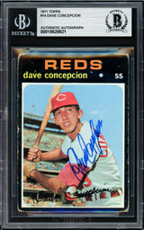 Dave Concepcion Autographed 1971 Topps Rookie Card #14 Cincinnati Reds Beckett BAS #18628621