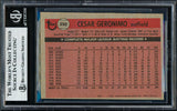 Cesar Geronimo Autographed 1981 Topps Card #390 Cincinnati Reds Beckett BAS #18628686