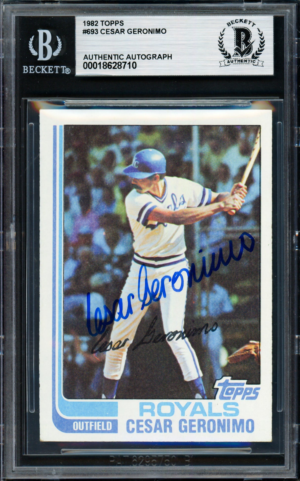 Cesar Geronimo Autographed 1982 Topps Card #693 Kansas City Royals Beckett BAS #18628710