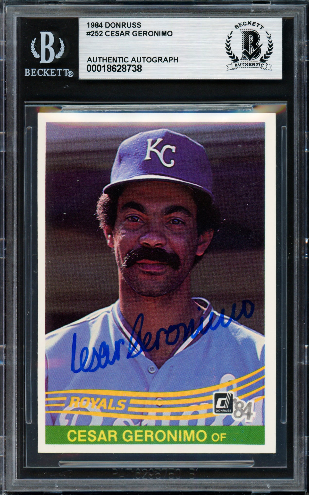 Cesar Geronimo Autographed 1984 Donruss Card #252 Kansas City Royals Beckett BAS #18628738