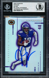 Justin Jefferson Autographed 2020 Chronicles Dynagon Prizm Rookies Rookie Card #D-9 Minnesota Vikings Beckett BAS #18628776
