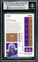 Justin Jefferson Autographed 2020 Chronicles Dynagon Prizm Rookies Rookie Card #D-9 Minnesota Vikings Beckett BAS #18628776
