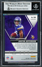 Justin Jefferson Autographed 2020 Panini Mosaic Red Prizm Rookie Card #209 Minnesota Vikings Beckett BAS #18628801