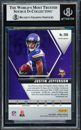 Justin Jefferson Autographed 2020 Panini Mosaic Red Prizm Rookie Card #209 Minnesota Vikings Beckett BAS #18628800