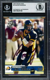 Aaron Rodgers Autographed 2005 Press Pass Rookie Card #9 Green Bay Packers Beckett BAS #18629169