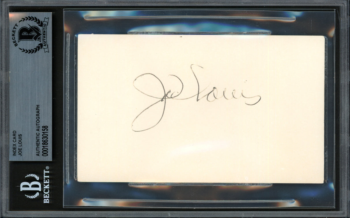 Joe Louis Autographed 3x5 Index Card Beckett BAS #18630158