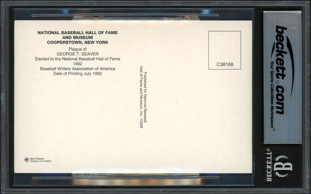 Tom Seaver Autographed Hall of Fame Plaque Postcard New York Mets Beckett BAS #18630878
