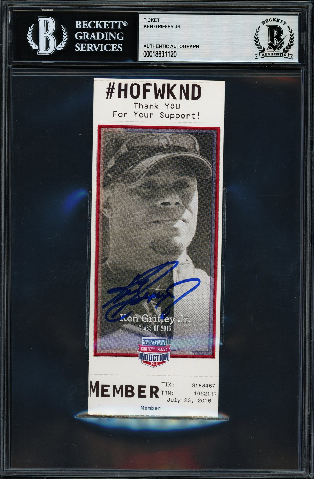 Ken Griffey Jr. Autographed 2016 Hall of Fame Induction Ticket Seattle Mariners Beckett BAS #18631120