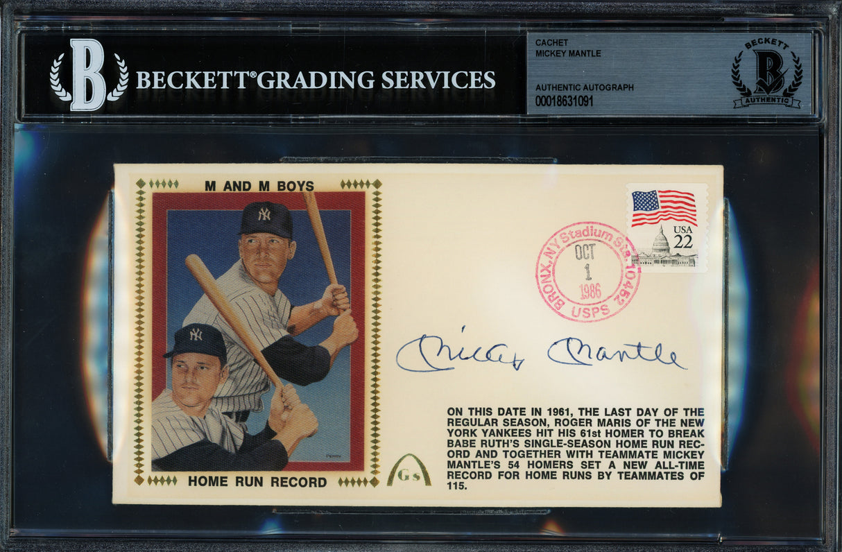 Mickey Mantle Autographed 1986 First Day Cover New York Yankees Beckett BAS #18631091