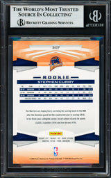 Stephen Curry Autographed 2009-10 Panini Rookie Card #307 Golden State Warriors Beckett BAS #19210439