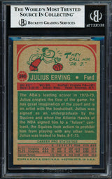 Julius Dr. J Erving Autographed 1973-74 Topps Card #240 Virginia Squires Beckett BAS #19210447
