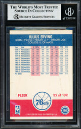 Julius Dr. J Erving Autographed 1987-88 Fleer Card #35 Philadelphia 76ers Beckett BAS #19210679