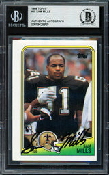 Sam Mills Autographed 1988 Topps Rookie Card #65 New Orleans Saints Beckett BAS #19428869