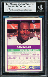 Sam Mills Autographed 1989 Score Supplemental Card #372S New Orleans Saints Beckett BAS #19212801