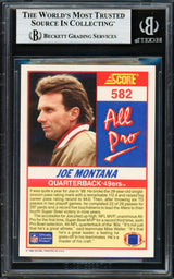 Joe Montana Autographed 1990 Score Card #582 San Francisco 49ers Beckett BAS #19212967