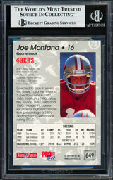 Joe Montana Autographed 1992 Pro Set Card #649 San Francisco 49ers Beckett BAS #19212977