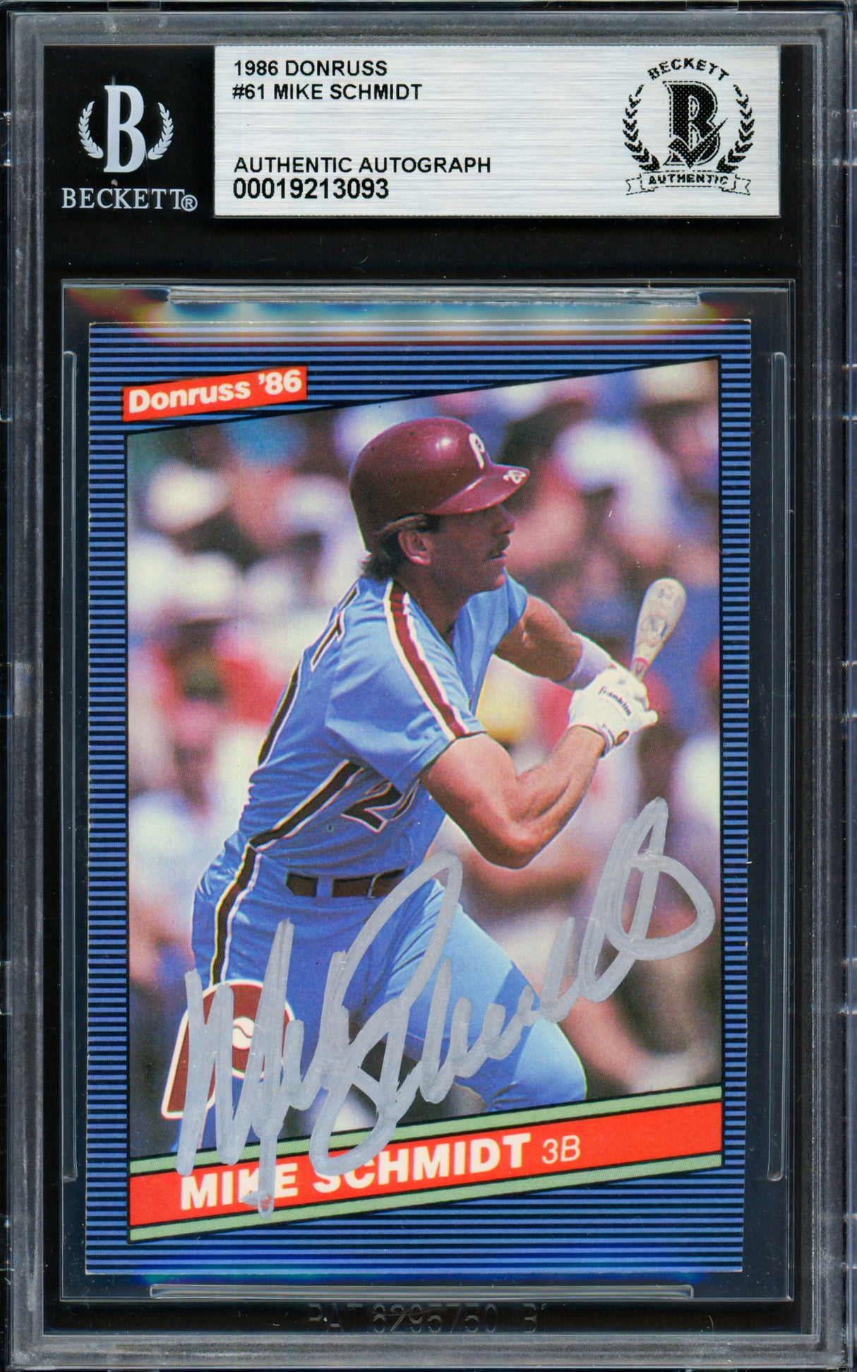 Mike Schmidt Autographed 1986 Donruss Card #61 Philadelphia Phillies Beckett BAS #19213093