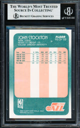 John Stockton Autographed 1988-89 Fleer Rookie Card #115 Utah Jazz Beckett BAS #19213103