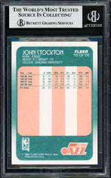 John Stockton Autographed 1988-89 Fleer Rookie Card #115 Utah Jazz Beckett BAS #19213101
