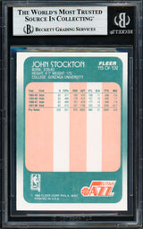 John Stockton Autographed 1988-89 Fleer Rookie Card #115 Utah Jazz Beckett BAS #19213095