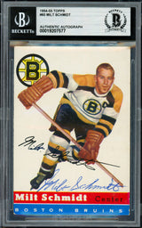 Milt Schmidt Autographed 1954-55 Topps Card #60 Boston Bruins Beckett BAS #19207577