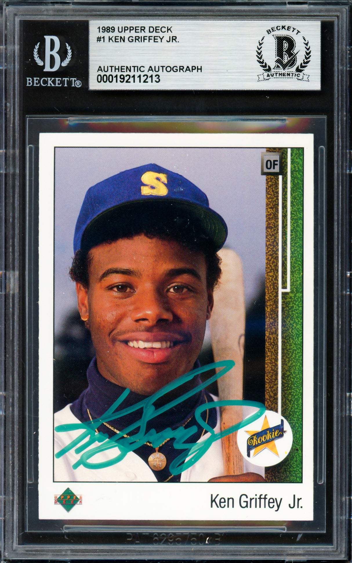 Ken Griffey Jr. Autographed 1989 Upper Deck Rookie Card #1 Seattle Mariners Beckett BAS #19211213