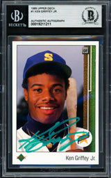 Ken Griffey Jr. Autographed 1989 Upper Deck Rookie Card #1 Seattle Mariners Beckett BAS #19211211