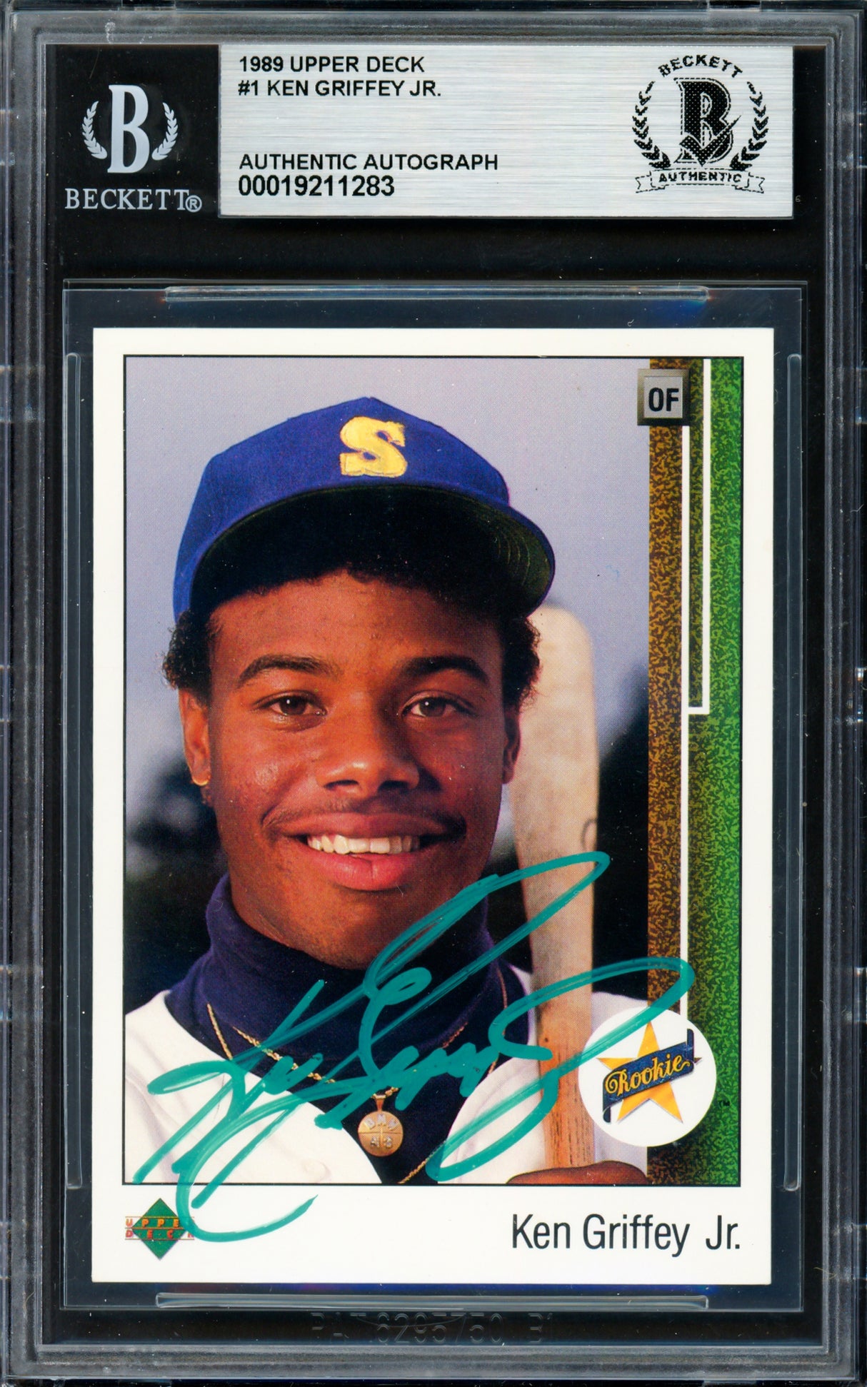 Ken Griffey Jr. Autographed 1989 Upper Deck Rookie Card #1 Seattle Mariners Beckett BAS #19211283