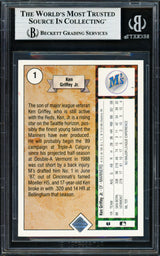 Ken Griffey Jr. Autographed 1989 Upper Deck Rookie Card #1 Seattle Mariners Beckett BAS #19211283