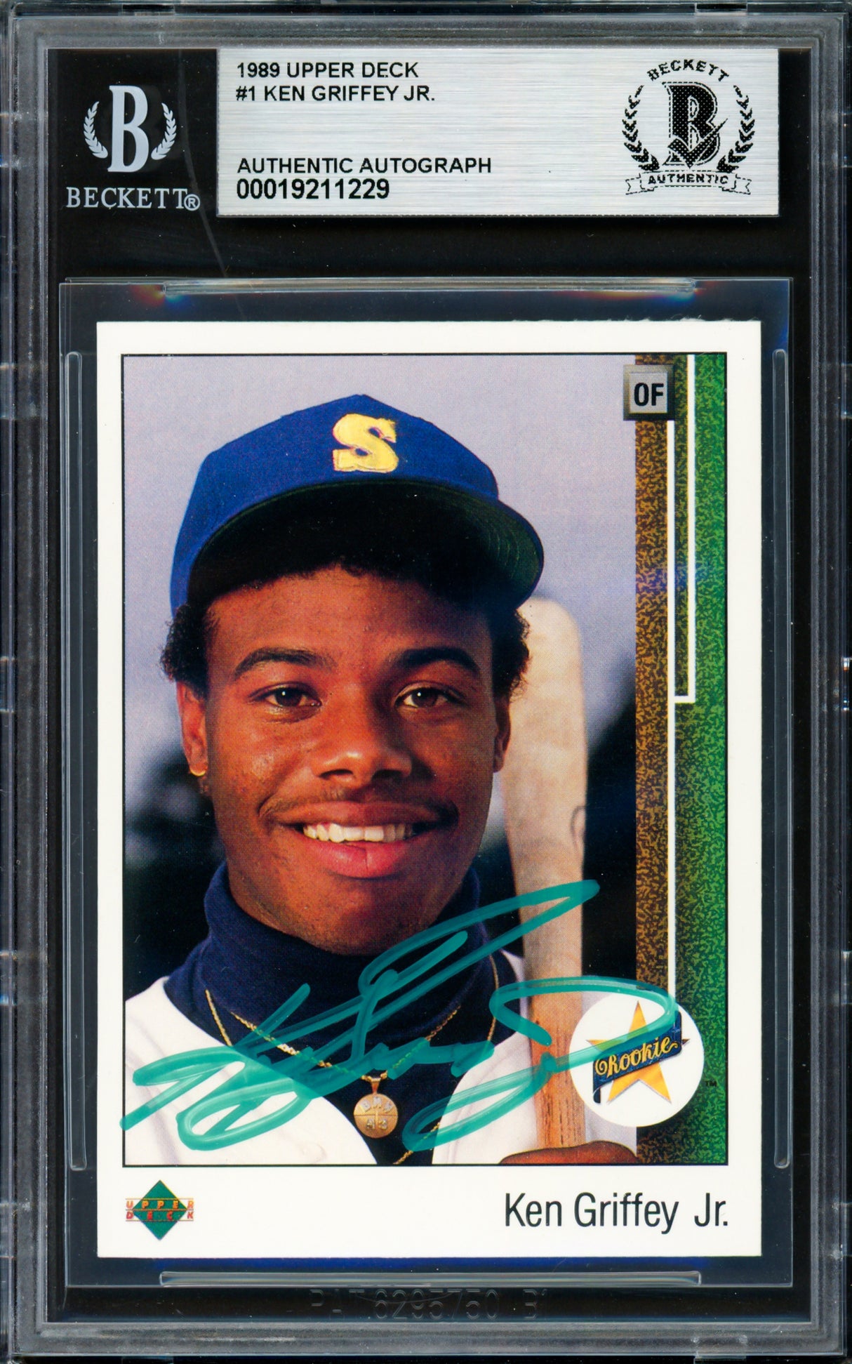 Ken Griffey Jr. Autographed 1989 Upper Deck Rookie Card #1 Seattle Mariners Beckett BAS #19211229