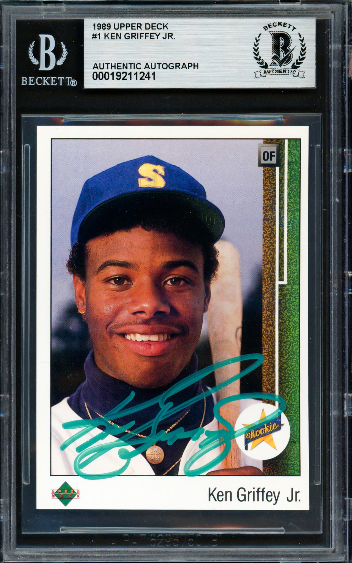 Ken Griffey Jr. Autographed 1989 Upper Deck Rookie Card #1 Seattle Mariners Beckett BAS #19211241