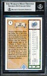 Ken Griffey Jr. Autographed 1989 Upper Deck Rookie Card #1 Seattle Mariners Beckett BAS #19211207