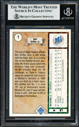 Ken Griffey Jr. Autographed 1989 Upper Deck Rookie Card #1 Seattle Mariners Beckett BAS #19211219