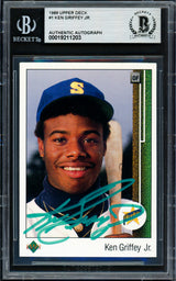 Ken Griffey Jr. Autographed 1989 Upper Deck Rookie Card #1 Seattle Mariners Beckett BAS #19211203